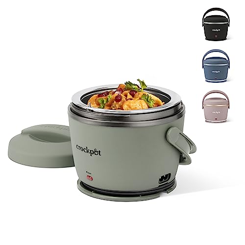 Crock-Pot Electric Lunch Box, Portable Food Warmer for Travel, Car, On-the-Go, 20-Ounce, Moonshine Green | Keeps Food Warm & Spill-Free | Dishwasher-Safe | Gifts for Women, Men