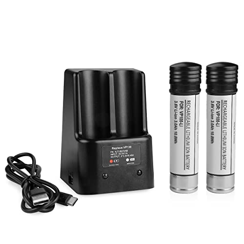 2Pack 3.6V Li-ion Battery for Black Decker Versapak VP100 Batteries VP100C VP105 VP105C VP110 VP110C VP143 for Black Decker 3.6V Versapak Batteries, with a 2Port Black Decker 3.6V Charger