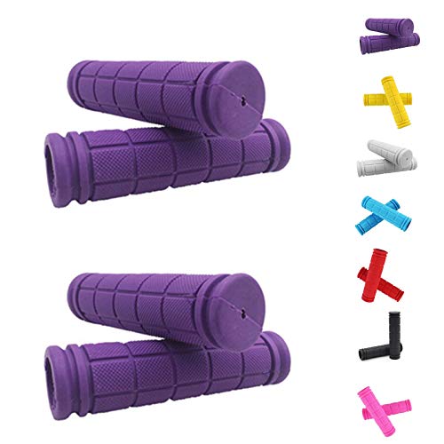 Helonge Bike Handlebar Grips, Non-Slip Rubber Bicycle Handle Bar Wraps for Kids Bikes(7 Colors) (Purple)