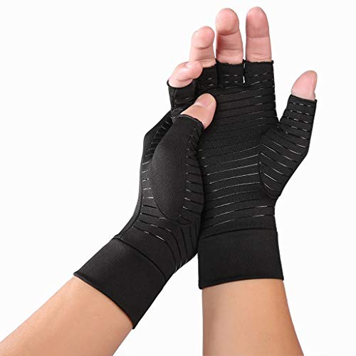 Copper Compression Arthritis Gloves for Carpal Tunnel, Computer Typing, Everyday Support for Hands for Women and Men (1 Pair)