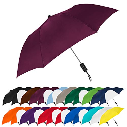 STROMBERGBRAND UMBRELLAS Spectrum Popular Style 16' Automatic Open Umbrella Light Weight Travel Folding Umbrella for Men and Women, (Burgundy)