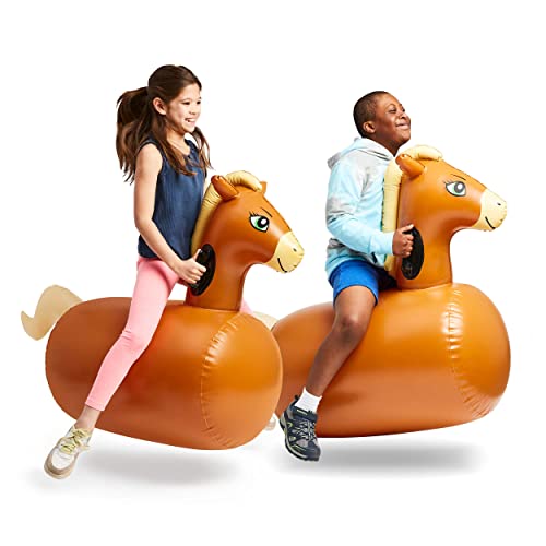 Hearthsong Hop 'n Go Inflatable Bouncing Ride-On, 48' L x 20' W x 36' H, Set of 2, Outdoor Play, Ages 5 and Up, Horses