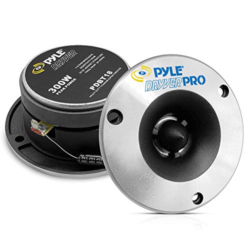 Pyle 3.75'' Titanium Horn Tweeter (Pair) - Aluminum Bullet Diamond Chrome Cutting Finish w/ 300 Watt Peak 20 oz Magnet Structure 2kHz - 25kHz Frequency Response 4 Ohm & 1' Kapton Voice Coil PDBT18