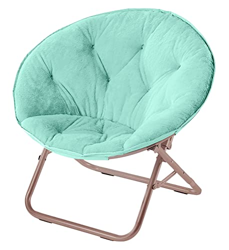 Urban Shop Faux Fur Saucer Chair with Metal Frame, One Size, Mint