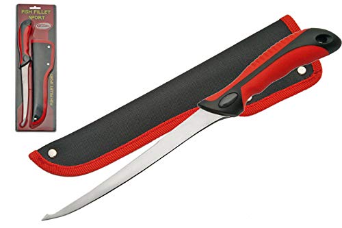 SZCO Supplies 12 Supplies Fish Fillet Sport Knife, red/Black, 211183
