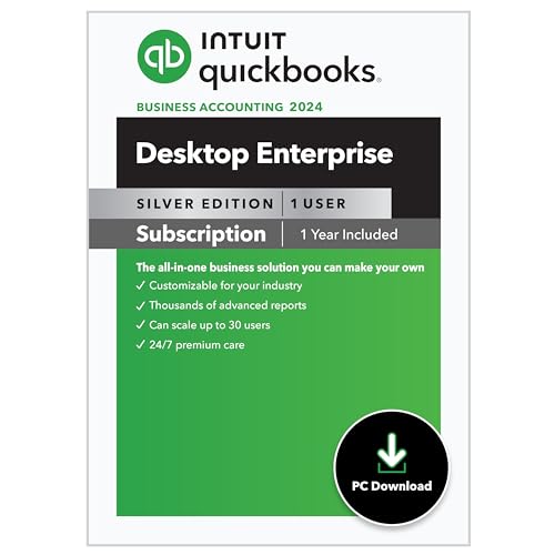 Intuit QuickBooks Desktop Enterprise Silver 2024 1 User, 1-Year Subscription [PC Download]