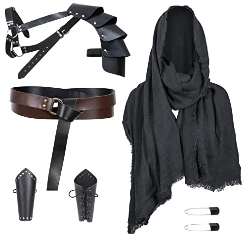 Medieval Knight Leather Belt Shawl Men Renaissance Half Shoulder Cape Scarf Buckle Bracers Retro Accessories(Type11)
