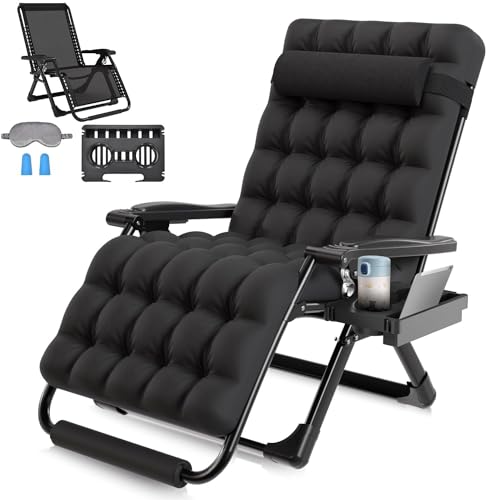 ZENPETIO Oversized Zero Gravity Chairs XXL, Adjustable Zero Gravity Lawn Chair with Larger Seat, Lounge Chair with Cushion Cup Holder, Ergonomic Design for Relax, Support 500LBS