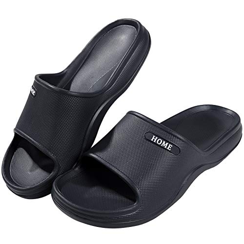 Soft Sandals Slides for Women Men Lightweight Beach Pool Shower Shoes Bathroom Slippers, Black