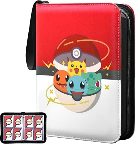 Trading Card Binder for Pokemon Cards, CHELSOND 4-Pocket Portable Card Collector Album Holder Book Fits 400 Cards with 50 Removable Sleeves, Display Storage Carrying Case for TCG-White