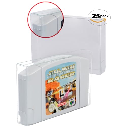 Video Game Cartridge Protector Compatible for Nintendo N64 Games - 0.40 MM Thick, Anti-Dust, Acid-Free Clear PET Cartridge Display Storage Case Protector by EVORETRO (Pack of 25)