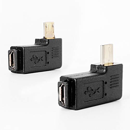 Inovat 1 Pair Right Left Angle Micro USB Male 90 Degree USB Male to Micro Female Plug Adapters