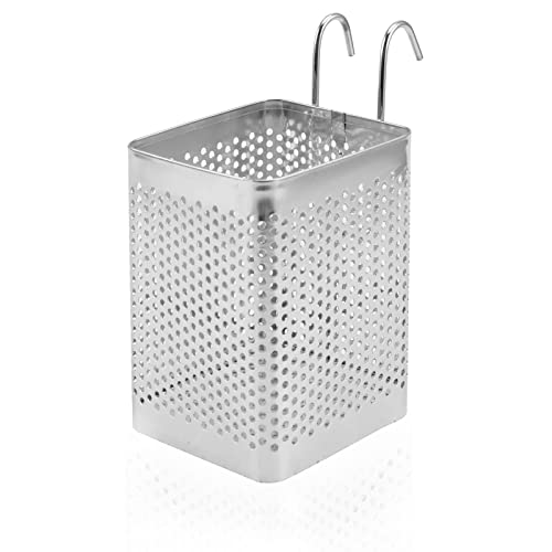 VIKROM Stainless Steel Utensil Holder for Kitchen Counter - Dishwasher Chopstick Basket for Countertop Chopstick Spoon Spatula Holder Dryer Rack with Hooks - Utensil Caddy for Cooking Utensils Holder
