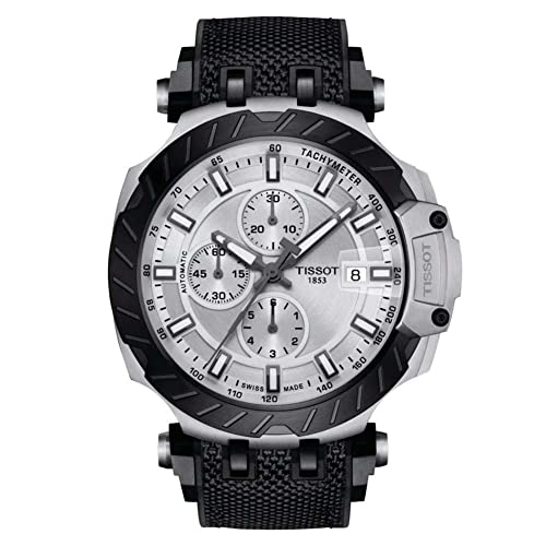 Tissot Mens T-Race 316L Stainless Steel case with Black PVD Coating Swiss Automatic Chronograph Watch, Black, Rubber, 22 (T1154272703100)