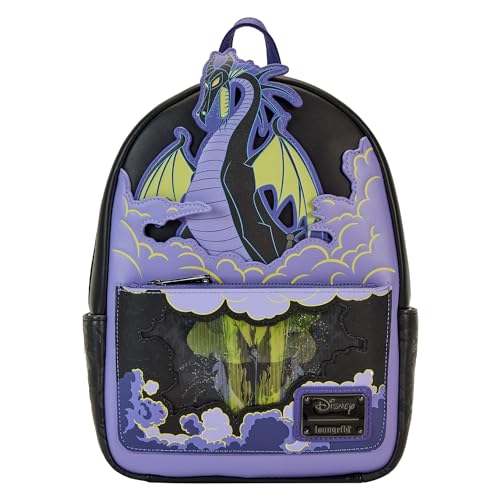 Loungefly Disney Backpack: Maleficent Dragon Lenticular and Glow in The Dark Mini-Backpack, Amazon Exclusive