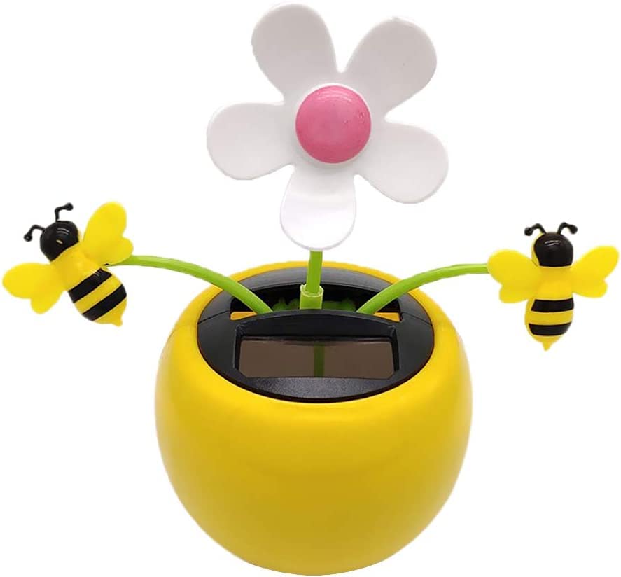 Apple Blossom Solar Dancing Flower Sunflower Toys,Solar Dancing Ornament,Car Swinging Dancing Toy Car Windowsill Decoration Honey Bee Swing Toys