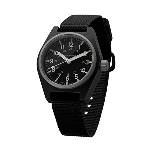 MARATHON 34mm Black General Purpose Quartz with MaraGlo (GPQ) - Ballistic Nylon Strap