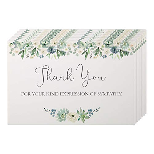 Funeral Thank You Cards with Envelopes. 50 Pack Sympathy Thank You Cards Blank on the Inside. Acknowledgement Cards for Family, Friends & Loved ones. - Card With Envelope - Sympathy Card Pack