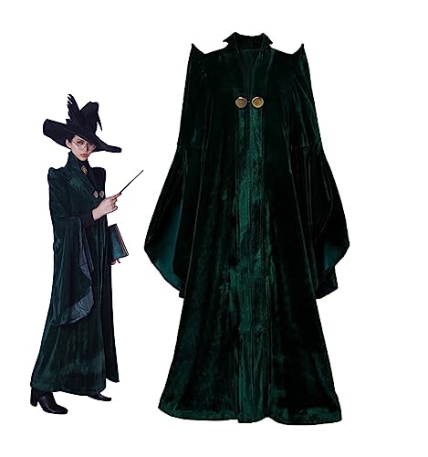 COSMOVIE Women's Witch Halloween Cosplay Costume Movie Wizard Sorceress Cloak Robe Coat