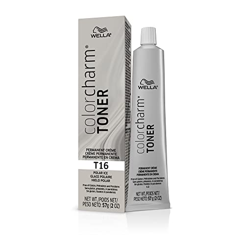 WELLA Color Charm Permanent Crème Toner, Free of Animal-Derivied Ingredients, Parabens Free, Gluten Free, T16 Polar Ice, 2 oz