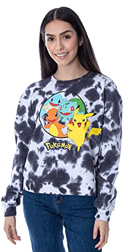 Pokémon Women's Pikachu Bulbasaur Charmander Squirtle Tie-Dye Shirt Long Sleeve Pullover Top (XX-Large)