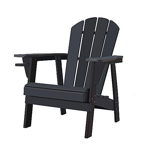 Restcozi Adirondack Chairs, HDPE All-Weather Adirondack Chair, Fire Pit Chairs (1, Black)