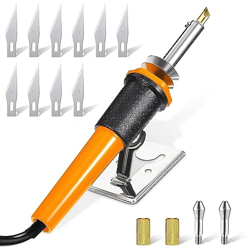 Electric Hot Knife Cutter Tool - Hot Stencil Cutter Multipurpose Heat Knife for Cutting Plastic Electric Hot Knife 10 Blades 2 Blade Holders Hot Electric Foam Cutter Knife with Metal Stand Craft Knife