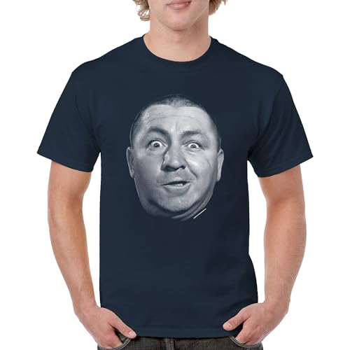 Curly The Three Stooges T-Shirt Funny 3 Wise Guys Retro Comedy Classic American Legends Moe Larry Shemp Men's Tee Navy Blue X-Large