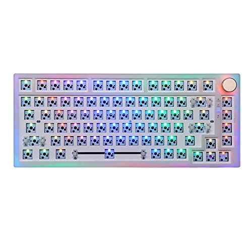 EPOMAKER Feker IK75 V3 75% 82 Keys Gasket RGB Hot Swappable Bluetooth 5.0/2.4GHz/Wired Gaming Keyboard PCB Mounting Plate Kit with 8000mAh Battery, Compatible with 3/5Pin Switches (Milky White)