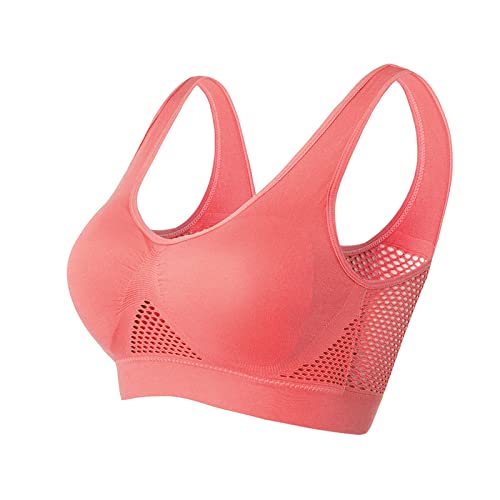Lightning Deals of Today Prime Todays Daily Deals, Breathable Cool Liftup Air Bra, 2024 New Large Size Air Bra Breathable and Comfortable Mesh Sports Bra for Womens Watermelon Red 6X-Large