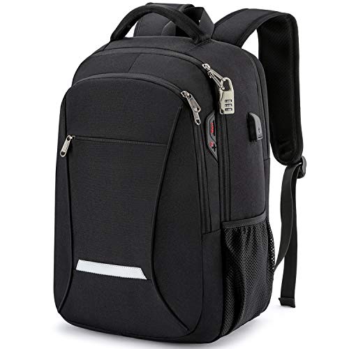 XQXA Travel Laptop Backpack, Business Backpack with USB Charging Port and Password Lock, Durable Water Resistant Computer Bag Fit 15.6 Inch Laptops for Men Gift