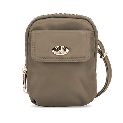 Travelon Women's Anti-Theft Tailored Crossbody Phone Pouch, Sable, One Size