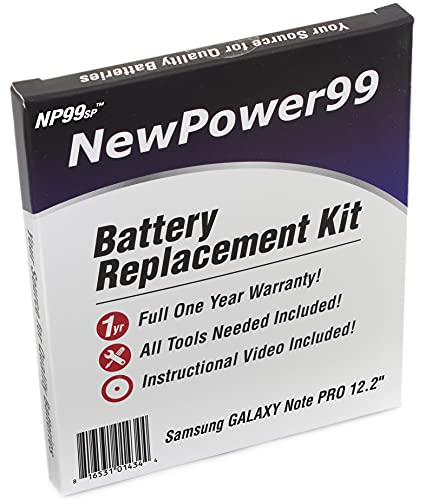 NP99sp Battery Kit for Samsung Galaxy Note PRO 12.2 SM-P900, SM-P901, SM-P905, SM-P905V, SM-P907, SM-P907V with Tools, Video Instructions and Battery by NewPower99