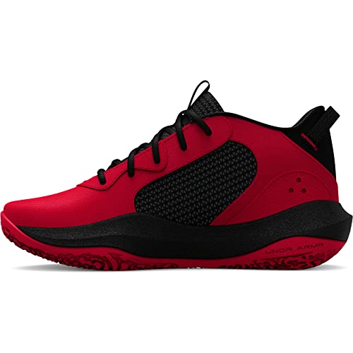 Under Armour Grade School Lockdown 6 Basketball Shoe, Red, 4 US Unisex Big Kid