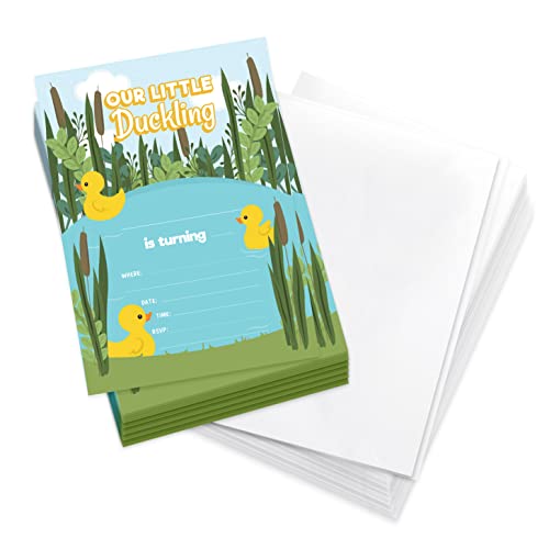 Coastal Palm Duck Happy Birthday Invitations Invite Cards (25 Count) With Envelopes Boys Girls Kids Party (25ct Design 1)