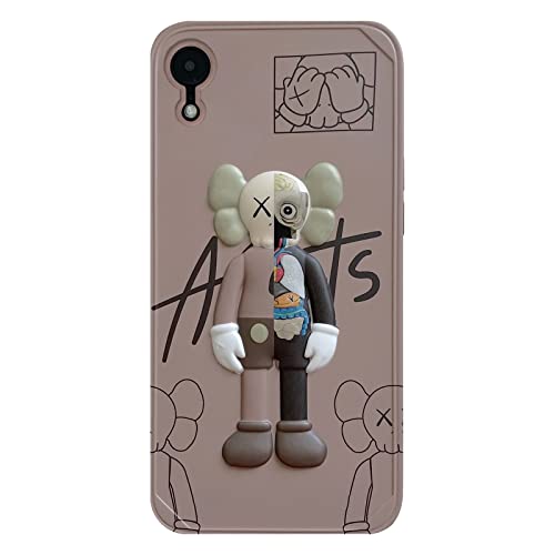 DOWINTIGER Cool iPhone XR Case for Boys Men, Kawaii 3D Cartoon Street Fashion Shockproof Protection TPU and IMD Protective Designer Case for iPhone XR - Brown