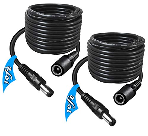 SIOCEN 2-Pack 10FT DC Power Extension Cable,5.5mm x 2.1mm Extension Cord,12v Extension Cord for Security Camera CCTV IP,Router,LED Strip,5V 9V 24V 12 Volt Male to Female Plug Supply Adapter Power Cord