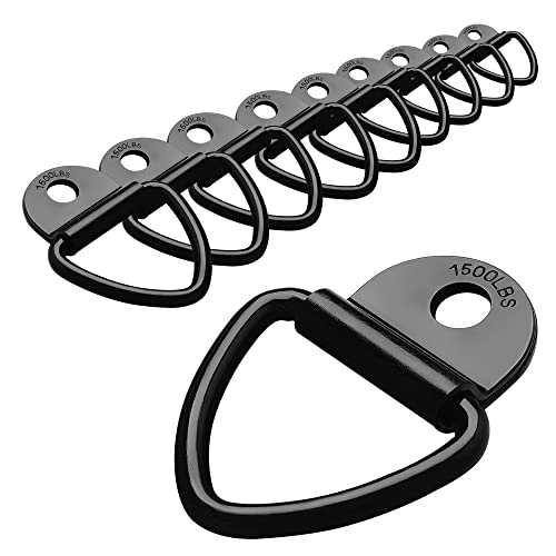 Seven Sparta Tie Down Anchors for Truck, Trailer, Warehouse, Boat, 10 Pack of Heavy Duty Steel V Ring Bolts, Tie Down Rings（Black）