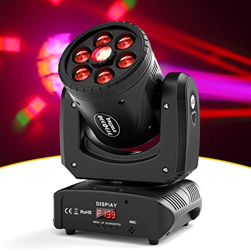Moving Head Lights 120W 2 in 1 Bee Eye Gobos Lights RGBW 8 Gobos & Colors DJ Lights 16/18 Channels DMX 512 Controller ound Activated for Wedding Club Christmas Party Stage Lighting