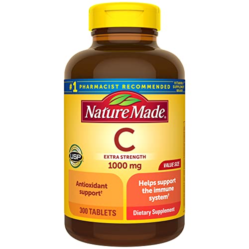Nature Made Extra Strength Vitamin C 1000 mg, Dietary Supplement for Immune Support, 300 Tablets, 300 Day Supply
