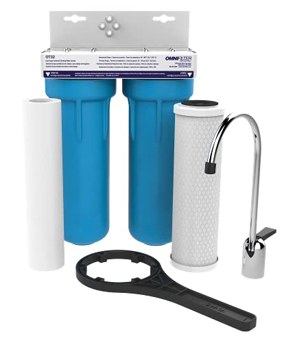 Pentair OMNIFIlter OT32 Water Filtration System, 10' Premium Dual-Stage Undersink Filter System, NSF Certified to Reduce PFOA/PFOS, Includes Dual Housings, RS14 and CB3 Cartridges and All Hardware