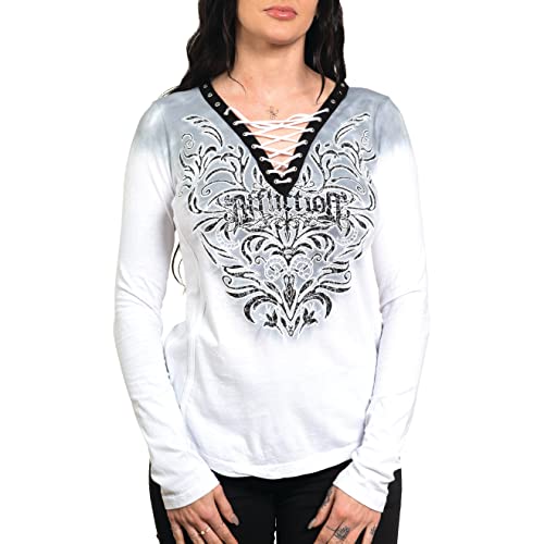 Affliction Women's Annabeth Long Sleeve Laceup Tee