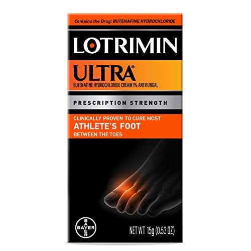 Lotrimin Ultra 1 Week Athlete's Foot Treatment, Prescription Strength Butenafine Hydrochloride 1%, Cures Most Athlete’s Foot Between Toes, Cream, 53 Ounce (15 Grams) (Packaging May Vary)