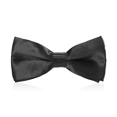 AWAYTR Boys Child Kids Bow ties - Adjustable Pre Tied Solid Color Wedding Party Bowties (Black)