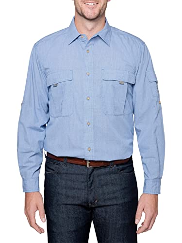 Insect Shield Men's Long Sleeve Field Shirt Pro, UPF 30+ Outdoor Fishing Shirt with Built in Bug Protection, Blue, Medium