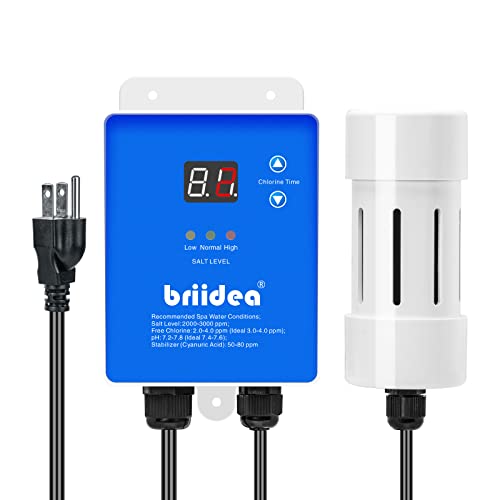 Salt Chlorine Generator, Briidea Chlorine Generator with USA Titanium Salt Cell, Designed for Hot Tubs & Swim Spas, Up to 2000 Gallons, Chemical-Free