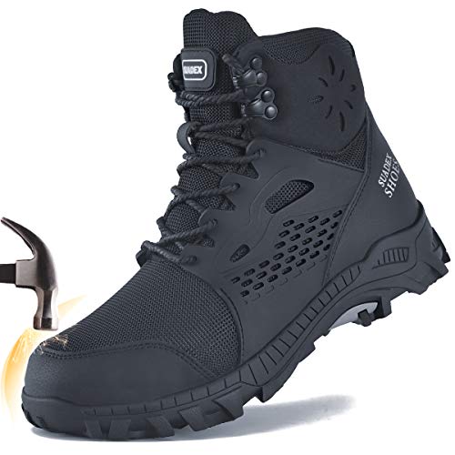 SUADEX Steel Toe Boots, Construction Indestructible Steel Work Safety Boots for Men Composite Toe boots Black 9 Women/7.5 Men