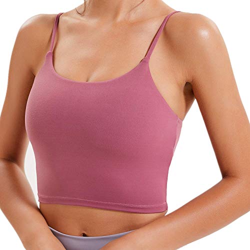 Lemedy Women Padded Sports Bra Fitness Workout Running Shirts Yoga Tank Top (L, Rose Red)