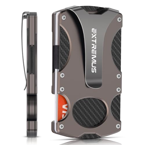 Extremus Men's Wallet, Slim Rfid Wallet with Money Clip and Credit Card Holder, Minimalist Front Pocket Wallet for Men, Tactical Carbon Fiber Wallet