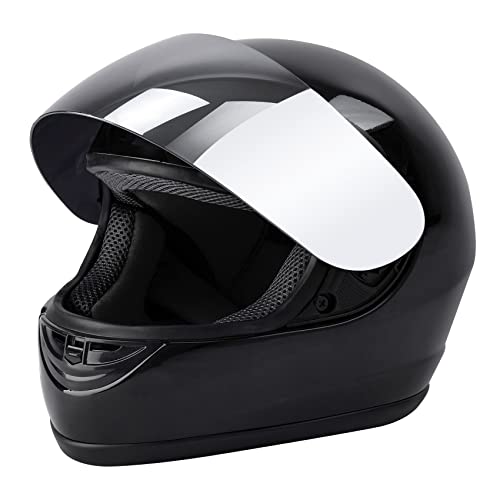SLMOTO DOT Approved Motorcycle Helmet Hot Gloss Black Full Face Mirror Visor Sun Shield Street Helmet